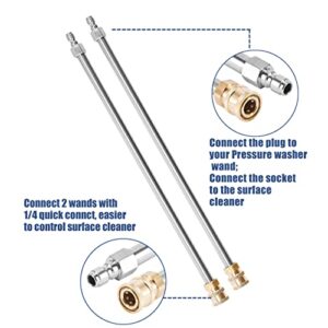 RIDGE WASHER 16 Inch Pressure Washer Surface Cleaner with Wheels, Stainless Steel Power Washer Accessory with 2 Extension Wands Attachment, 2 Replacement Nozzles, 4000 PSI