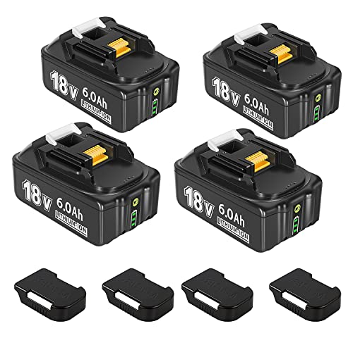 SUnMilY for Makita 18v Battery, 6.0Ah Replacement Lithium Batteries Compatible with Makita Battery 18V BL1860 BL1850 BL1850B BL1840 BL1840B BL1830 BL1830B BL1815B (4 Pack)