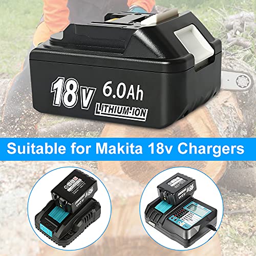 SUnMilY for Makita 18v Battery, 6.0Ah Replacement Lithium Batteries Compatible with Makita Battery 18V BL1860 BL1850 BL1850B BL1840 BL1840B BL1830 BL1830B BL1815B (4 Pack)