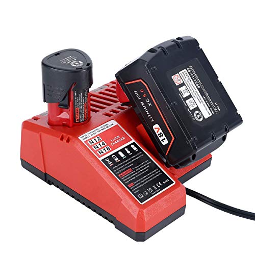 M18 & M12 Rapid Charger Replacement for Milwaukee 48-59-1812 12V&18V XC Lithium Ion Battery 48-11-1850 48-11-1840 48-11-1815 48-11-1828