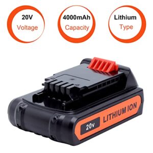 ELEFLY 2 Pack 20V Max 4.0Ah LBXR20 LB2X4020 Replacement for Black and Decker 20V Lithium Battery LBXR20-OPE LBX4020 LBXR2020-OPE, Compatible with Black Decker 20V Drill Battery LBX20 LB20 LB2X3020-OPE