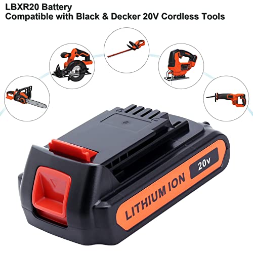 ELEFLY 2 Pack 20V Max 4.0Ah LBXR20 LB2X4020 Replacement for Black and Decker 20V Lithium Battery LBXR20-OPE LBX4020 LBXR2020-OPE, Compatible with Black Decker 20V Drill Battery LBX20 LB20 LB2X3020-OPE