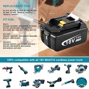 Upgrade 18V 6000mAh BL1860 Battery Replace for Makita BL1860B BL1860B-2 BL1850 BL1850B BL1840 BL1840B BL1830 BL1830B BL1820 BL1815 BL1815B LXT-400 194204-5 Drill Tools with LED Indicator (1Pack)