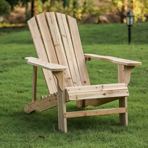 lokatse home outdoor adirondack chair weather resistant for patio, deck, fire pit, garden, porch and lawn seating, natural wood