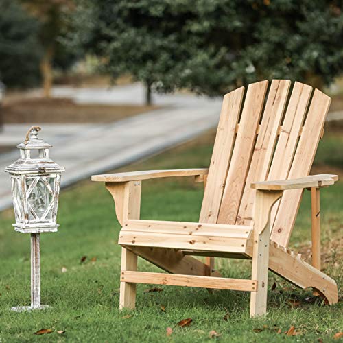 LOKATSE HOME Outdoor Adirondack Chair Weather Resistant for Patio, Deck, Fire Pit, Garden, Porch and Lawn Seating, Natural Wood