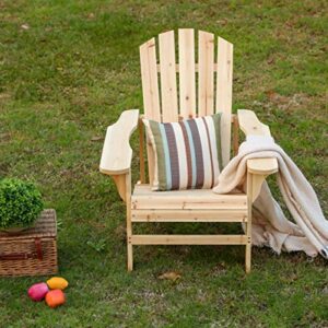 LOKATSE HOME Outdoor Adirondack Chair Weather Resistant for Patio, Deck, Fire Pit, Garden, Porch and Lawn Seating, Natural Wood
