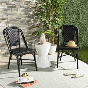 safavieh pat4013a-set2 outdoor collection daria black stacking side chair