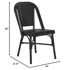 Safavieh PAT4013A-SET2 Outdoor Collection Daria Black Stacking Side Chair