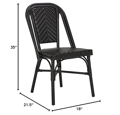 Safavieh PAT4013A-SET2 Outdoor Collection Daria Black Stacking Side Chair