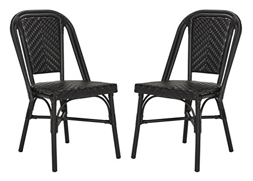 Safavieh PAT4013A-SET2 Outdoor Collection Daria Black Stacking Side Chair