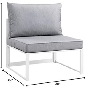 Modway Fortuna Aluminum Outdoor Patio Armless Chair in White Gray