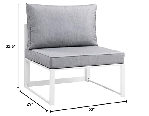 Modway Fortuna Aluminum Outdoor Patio Armless Chair in White Gray