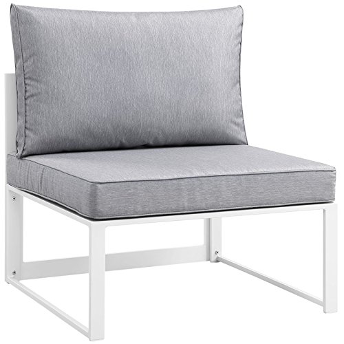 Modway Fortuna Aluminum Outdoor Patio Armless Chair in White Gray