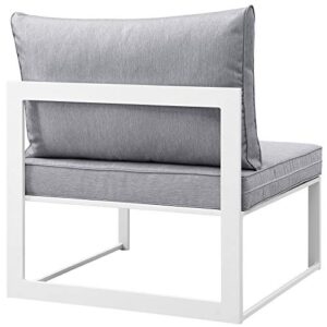 Modway Fortuna Aluminum Outdoor Patio Armless Chair in White Gray