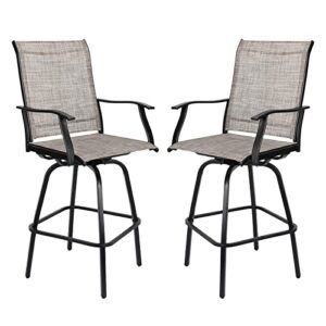 vipush 2 piece swivel bar stools outdoor high patio chairs furniture with all weather metal frame