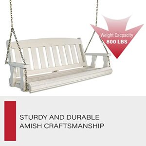 Amish Casual Heavy Duty 800 Lb Mission Treated Porch Swing with Hanging Chains (5 Foot, Semi-Solid White Stain)