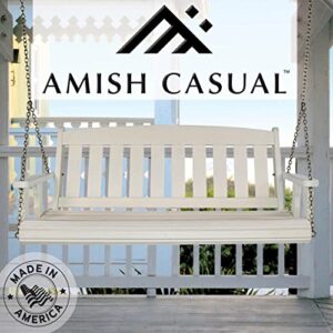 Amish Casual Heavy Duty 800 Lb Mission Treated Porch Swing with Hanging Chains (5 Foot, Semi-Solid White Stain)