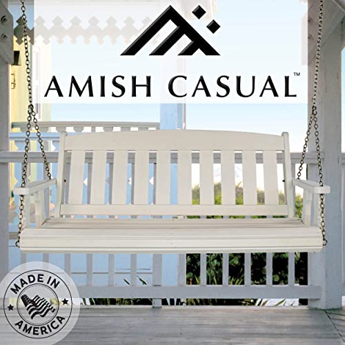 Amish Casual Heavy Duty 800 Lb Mission Treated Porch Swing with Hanging Chains (5 Foot, Semi-Solid White Stain)