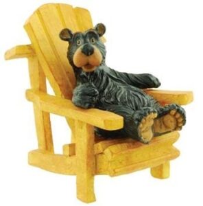 willie bear relaxing in adirondack chair