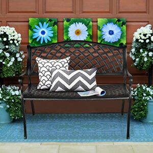 LEISU 41” Outdoor Garden Bench All-Weather Cast Aluminum Porch Loveseat Chair for Patio Park Path Yard Lawn Work Entryway Decor Deck (Black)