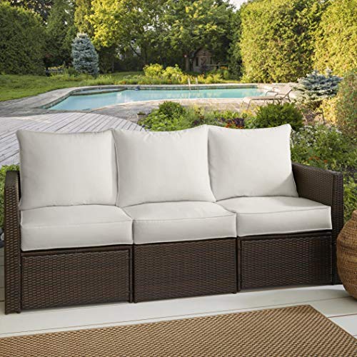 Mozaic AZPCSET5761 Sunbrella Corded Outdoor Sofa Set, 23" x 25" x 5", Canvas Ivory