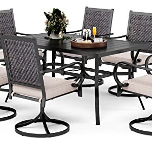 PHI VILLA Outdoor Rattan Dining Chairs Set of 2 Pieces Wicker Swivel Dining Chairs with Cushion for Outside Heavy Duty Wicker Patio Furniture Sets Bistro Chairs for Garden,Backyard,Lawn(2 Pieces)