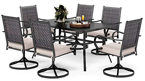 PHI VILLA Outdoor Rattan Dining Chairs Set of 2 Pieces Wicker Swivel Dining Chairs with Cushion for Outside Heavy Duty Wicker Patio Furniture Sets Bistro Chairs for Garden,Backyard,Lawn(2 Pieces)