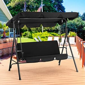 uphyb outdoor patio swing chair, porch swing with stand, adjustable canopy and removable cushions for backyard, garden, poolside, balcony