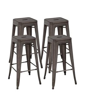 30 inches metal chairs bar stools counter height barstools industrial bar chairs patio furniture stool stackable modern high backless kitchen dining chairs indoor outdoor set of 4,gun