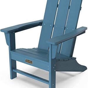 SERWALL Two Modern Adirondack Chairs with Double Side Table Set, Blue