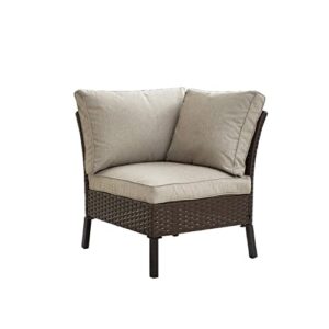 festival depot 1 pc patio wicker rattan sectional corner sofa seat outdoor chair furniture with thick cushions and metal frame for deck porch poolside garden