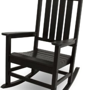 POLYWOOD R100BL Presidential Rocking Chair, Black & RST18BL Round 18" Side Table, Black