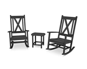 polywood® braxton rocking chair set, black