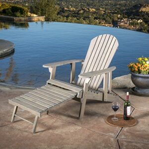 GDFStudio Halley Outdoor Reclining Wood Adirondack Chair with Footrest (1, Grey)