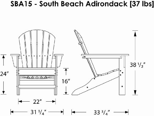 POLYWOOD SBA15GY South Beach Adirondack Chair