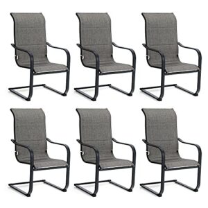 sophia & william patio dining chairs c spring motion chairs for 6 high back patio chairs quick dry textilene outdoor furniture support 350lbs for lawn garden balcony pool backyard weather resistant
