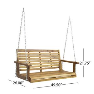 Viola Outdoor Aacia Wood Porch Swing, Teak