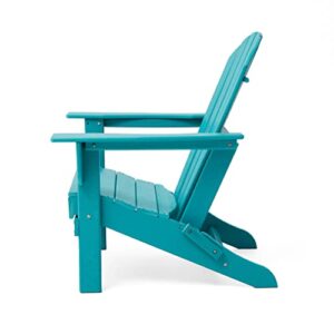 glitzhome Set of 2 Aqua HDPE Folding Adirondack Chairs Outdoor Patio Weather Resistant Adirondack Chairs for Deck Lawn fire Pit