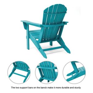 glitzhome Set of 2 Aqua HDPE Folding Adirondack Chairs Outdoor Patio Weather Resistant Adirondack Chairs for Deck Lawn fire Pit