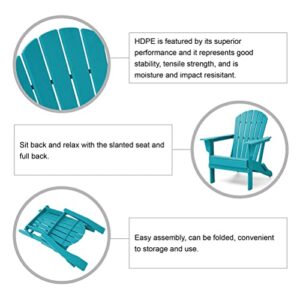 glitzhome Set of 2 Aqua HDPE Folding Adirondack Chairs Outdoor Patio Weather Resistant Adirondack Chairs for Deck Lawn fire Pit