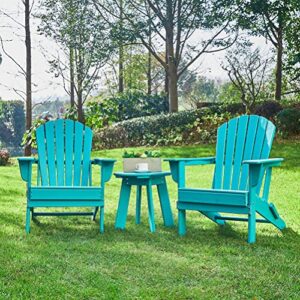 glitzhome Set of 2 Aqua HDPE Folding Adirondack Chairs Outdoor Patio Weather Resistant Adirondack Chairs for Deck Lawn fire Pit