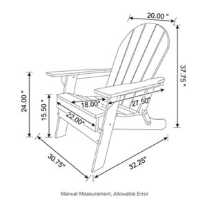 glitzhome Set of 2 Aqua HDPE Folding Adirondack Chairs Outdoor Patio Weather Resistant Adirondack Chairs for Deck Lawn fire Pit