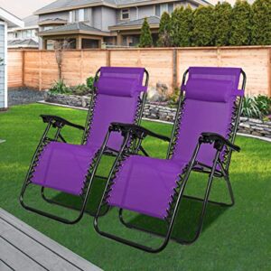 geniqua purple zero gravity folding recliner yard beach lounger patio lounge chaise 2pc reclining seat outdoor furniture
