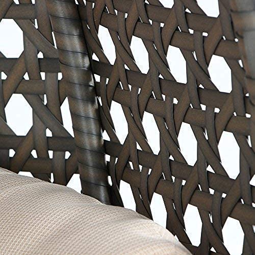 Island Gale Luxury 2 Person Outdoor Patio Hanging Wicker Swing Chair ( X-Large, Latte Rattan/Latte Cushion)