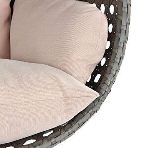 Island Gale Luxury 2 Person Outdoor Patio Hanging Wicker Swing Chair ( X-Large, Latte Rattan/Latte Cushion)