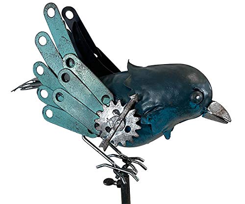 Esschert Staked Metal Mechanical Bluebird Rocker, 54" H