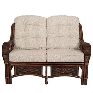 Alexa Living Sofa/Loveseat Dark Walnut Color Natural Rattan Wicker Handmade Design with Cushion