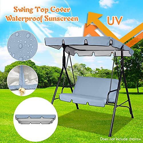 Patio Swing Canopy Replacement Top Cover, Premium Waterproof Porch Swing Cover with Canopy, Outdoor Garden Swing Top Dustproof Cover for Courtyard Sun Shade, Top Cover Only (65x45x6),Gray