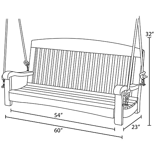 Rockerman 5in Outdoor Porch Swing (Dark Walnut) 29H*72W*28 D inch