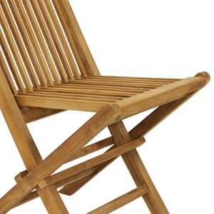 Sunnydaze Hyannis Solid Teak Outdoor Folding Dining Chair - Light Wood Stain Finish - Patio, Deck, Lawn, Garden, Terrace or Backyard Spare Seat - 1 Chair